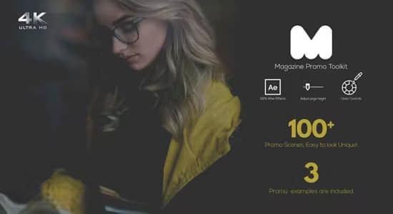 时尚潮流杂志书本翻页宣传介绍展示动画AE模板 Magazine Promo Toolkit