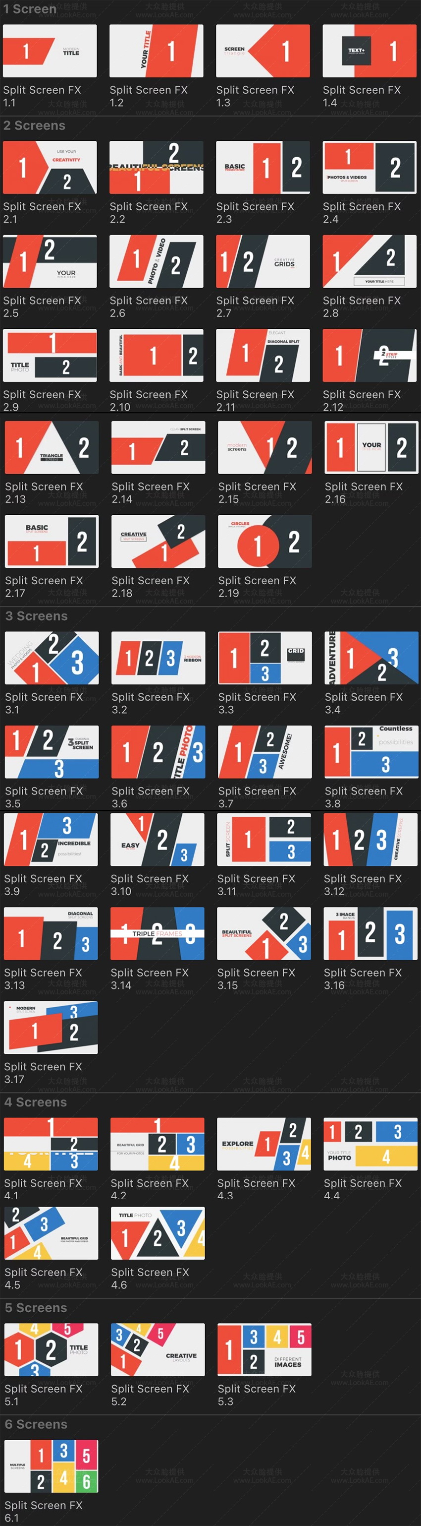 FCPX插件-50种多画面拼贴组合排列标题介绍展示动画预设V2 FCPX插件-50种多画面拼贴组合排列标题介绍展示动画预设V2