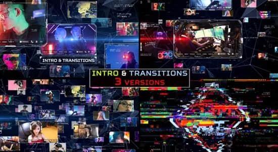 AE模板-科技感赛博朋克故障干扰风格图片网格汇聚转场片头 AE模板-科技感赛博朋克故障干扰风格图片网格汇聚转场片头