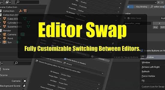 编辑器面板切换Blender插件 Editor Swap V1.2.0