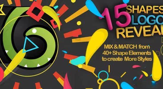 AE模板-15个MG飞溅图形动画LOGO片头展示 Shapes Logo Reveal Pack AE模板-15个MG飞溅图形动画LOGO片头展示 Shapes Logo Reveal Pack