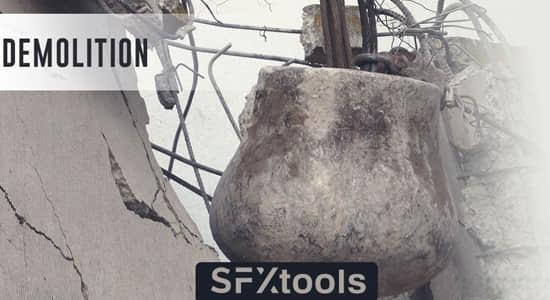 混凝土建筑拆除碰撞破坏粉碎无损音效 Demolition