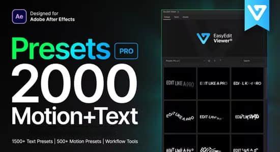 修复版AE脚本-2000种图层LOGO物体运动文字标题淡入淡出动画预设 Presets Pro