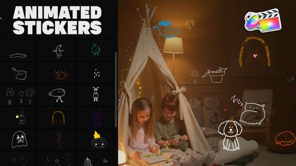 FCPX插件-30个手绘卡通可爱线条图形贴纸动画 Cartoon Lyric Stroke Animations FCPX插件-30个手绘卡通可爱线条图形贴纸动画 Cartoon Lyric Stroke Animations