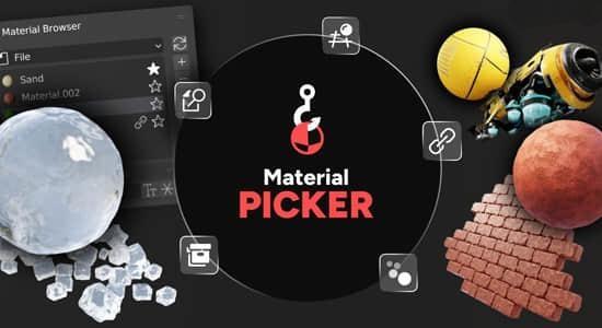 Blender插件-材质管理编辑选择使用工具 Material Picker V1.0.0 Blender插件-材质管理编辑选择使用工具 Material Picker V1.0.0