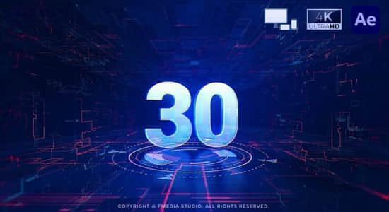 AE模板-未来科技感数字倒计时动画片头 Digital Countdown V2