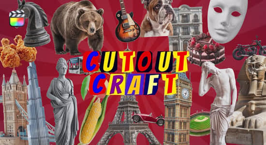 FCPX插件-2143个名胜建筑食物蔬菜动物生活交通物品贴纸动画 Cutout Craft FCPX插件-2143个名胜建筑食物蔬菜动物生活交通物品贴纸动画 Cutout Craft