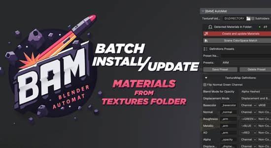 Blender插件-一键批量生成材质纹理工具 BAM V1.1.1 Blender插件-一键批量生成材质纹理工具 BAM V1.1.1