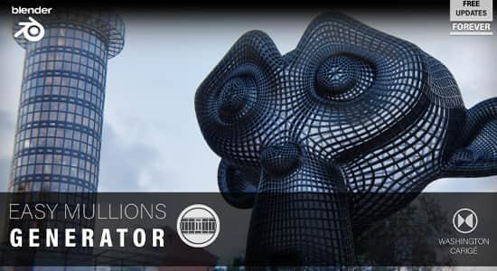 Blender预设-楼房建筑造型生成器资产 Easy Mullions Generator v1.4