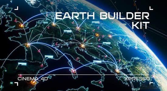 C4D插件-三维地球连线动画预设资产 Earth Builder Kit – Cinema 4D Xpresso C4D插件-三维地球连线动画预设资产 Earth Builder Kit – Cinema 4D Xpresso