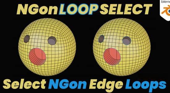 线条边缘选择Blender插件 Ngon Loop Select V2.1.0 线条边缘选择Blender插件 Ngon Loop Select V3.0.0