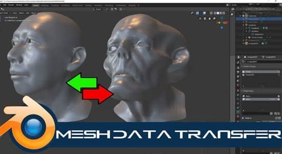 Blender插件-三维模型网格数据转移传送工具 Mesh Data Transfer V2.0.8 Blender插件-三维模型网格数据转移传送工具 Mesh Data Transfer V2.0.8