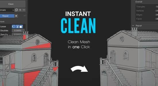 Blender插件-网格清理布线优化工具 Instant Clean V2.2.1 Blender插件-网格清理布线优化工具 Instant Clean V2.2.1