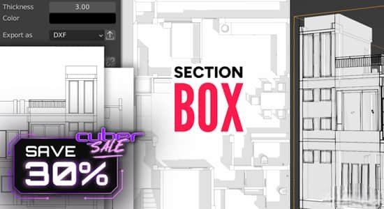 三维模型立体横截面框选可视化Blender插件 Section Box v2.1.2 三维模型立体横截面框选可视化Blender插件 Section Box v2.1.2