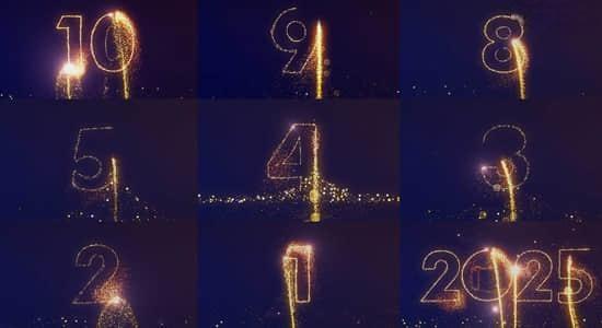 AE模板-粒子线条描绘数字倒计时2025新年快乐开场片头 AE模板-粒子线条描绘数字倒计时2025新年快乐开场片头