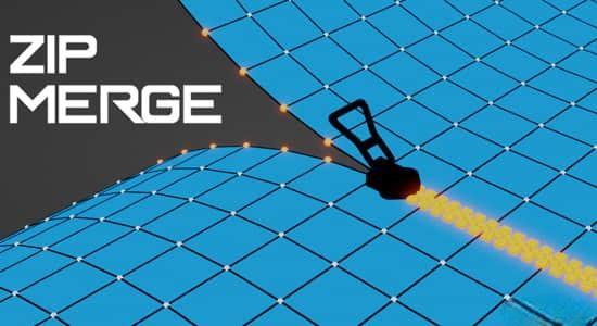 Blender插件-面片破面缝合工具 Zip Merge V1.0 面片破面缝合Blender插件 Zip Merge V1.3