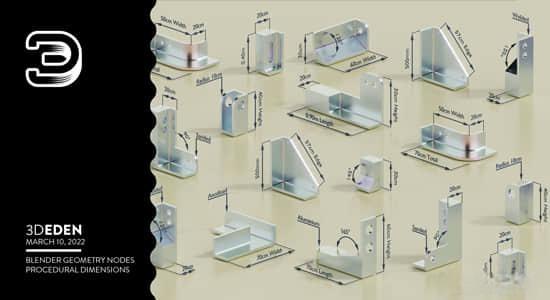 模型尺寸测量标注Blender插件 Geometry Nodes Dimensions System V4.4