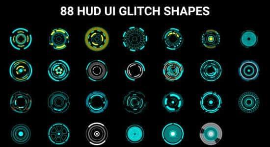 AE模板-88个科技感数据信息UI界面图形动画 HUD UI Glitch Shapes AE模板-88个科技感数据信息UI界面图形动画 HUD UI Glitch Shapes