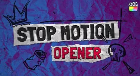 FCPX模板-褶皱纸张元素定格动画图文快闪开场片头+原版音乐