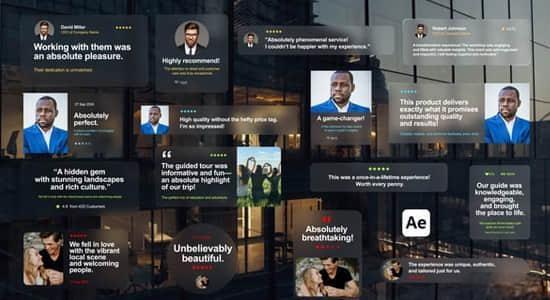 AE模板-毛玻璃效果公司企业信息包装展示动画 Testimonials Glass Pack AE模板-毛玻璃效果公司企业信息包装展示动画 Testimonials Glass Pack