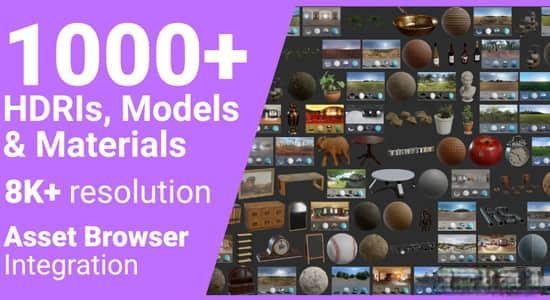 1000种HDRI材质模型预设库Blender插件 Poly Haven Asset Browser V1.1.8