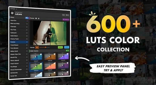AE脚本-600种可视化预览LUTs视频调色预设 LutLens v2.0.0
