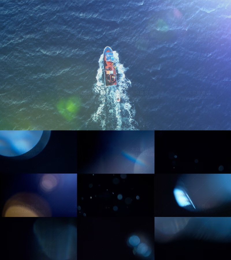 4K视频素材-68个镜头光斑元素玻璃质感光效叠加动画