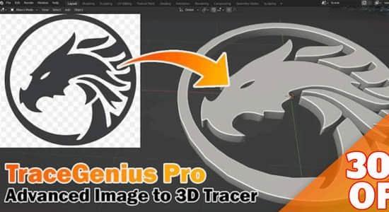 Blender插件-二维图片转三维模型 Tracegenius Pro V2.1 Blender插件-二维图片转三维模型 Tracegenius Pro V2.1