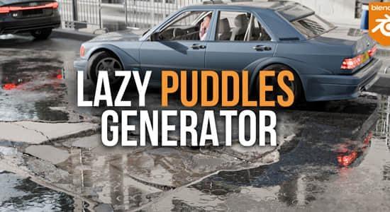 Blender预设-水坑生成器资产 Lazy Puddles Generator Blender预设-水坑生成器资产 Lazy Puddles Generator