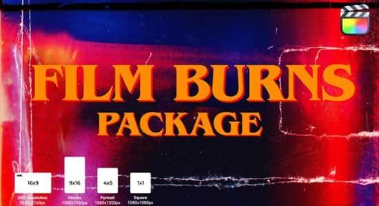 FCPX插件-复古老电影胶片灼烧闪光视频转场预设 Film Burns Package FCPX插件-复古老电影胶片灼烧闪光视频转场预设 Film Burns Package