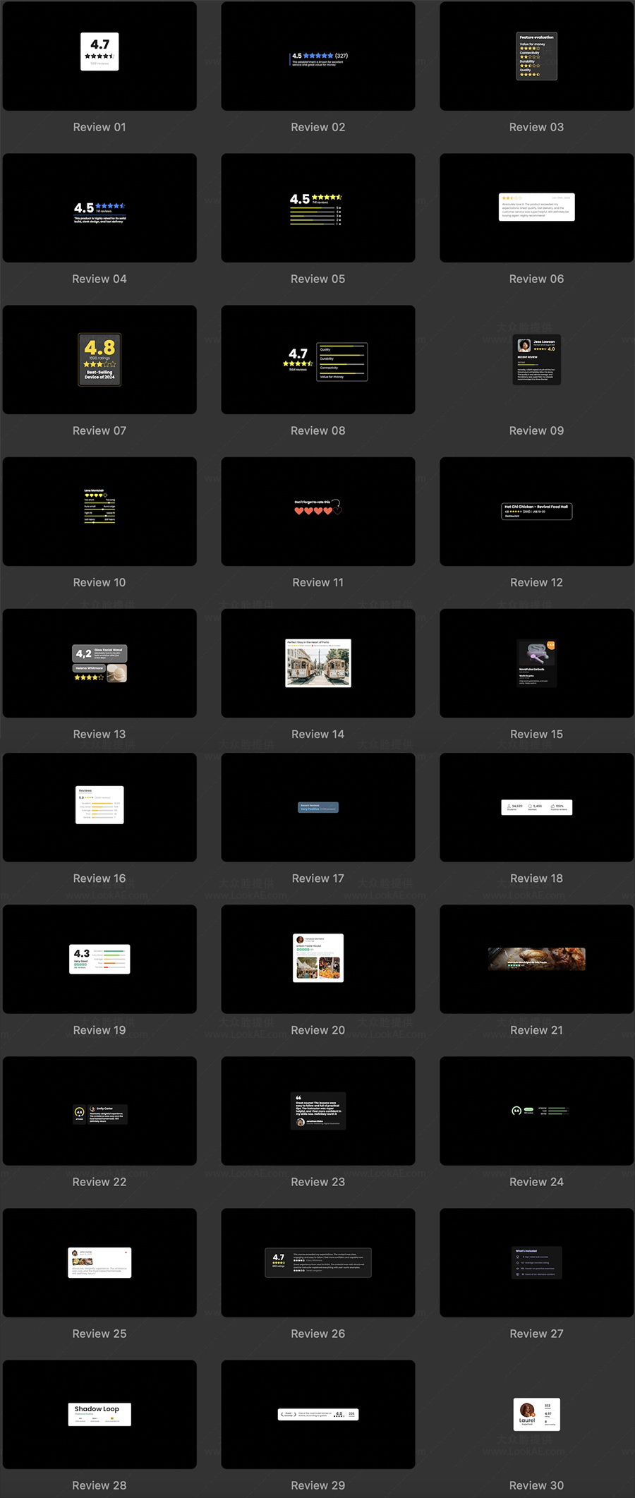FCPX插件-30种用户体验评级打分文字评价小弹窗动画 FCPX插件-30种用户体验评级打分文字评价小弹窗动画