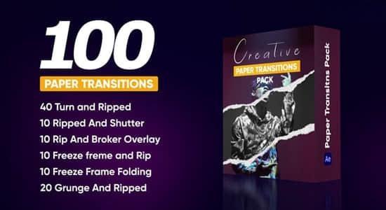 AE模板-100组创意褶皱纸张撕裂拼贴视频转场过渡预设 Creative Paper Transitions Pack AE模板-100组创意褶皱纸张撕裂拼贴视频转场过渡预设 Creative Paper Transitions Pack