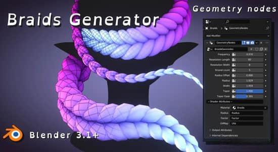 Blender插件-头发辫子制作工具 Braids Generator V5.1.1 Blender插件-头发辫子制作工具 Braids Generator V5.1.1