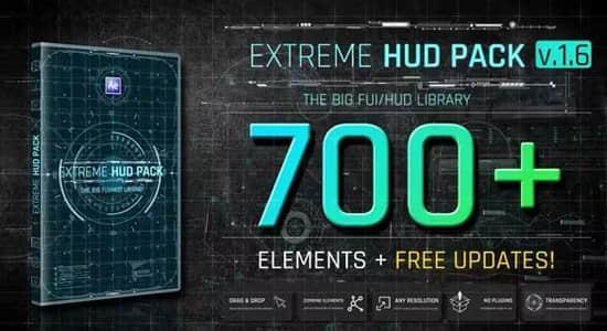 AE模板-700组信息图形HUD界面元素动画包 Extreme HUD Pack V1.6 AE模板-700组信息图形HUD界面元素动画包 Extreme HUD Pack V1.6