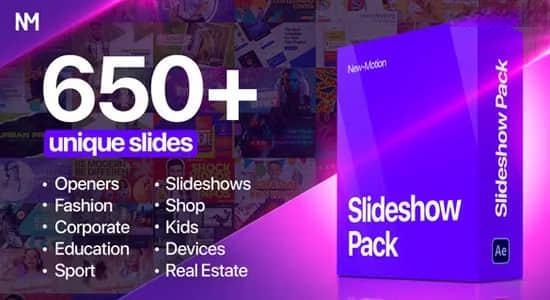 AE脚本-650个现代时尚优雅幻灯片图文包装设计动画模板 Slideshow Pack AEViewer