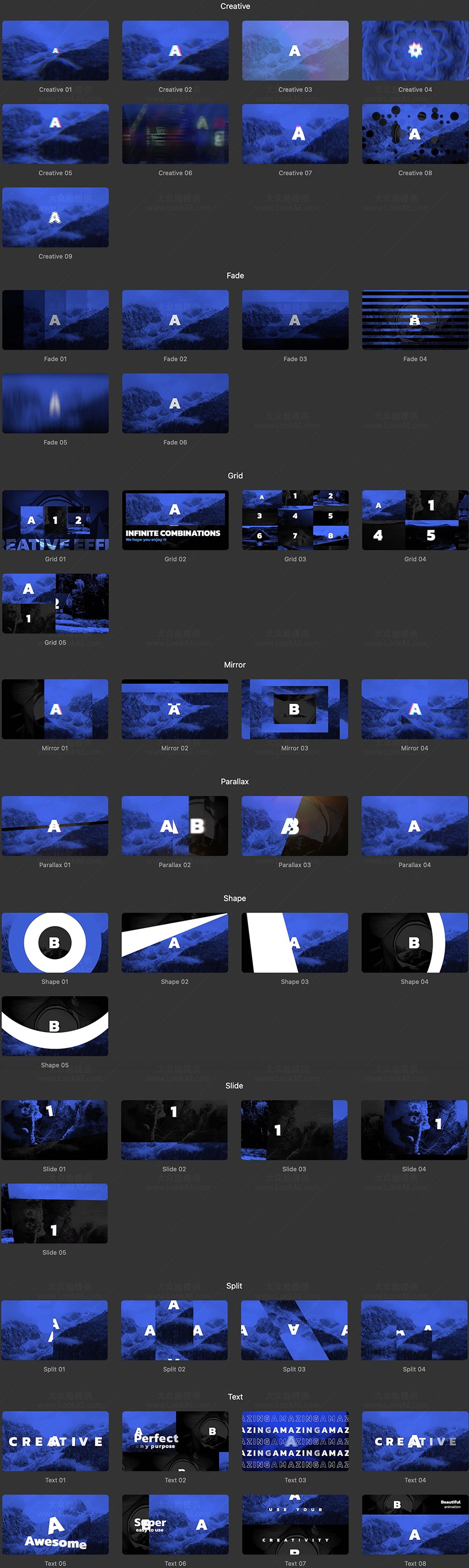 FCPX插件-50种创意分割渐变网格标题过渡转场预设 FCPX插件-50种创意分割渐变网格标题过渡转场预设