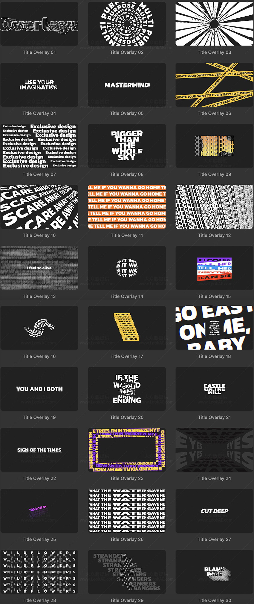 FCPX插件-30个独特创意设计文字标题叠加动画