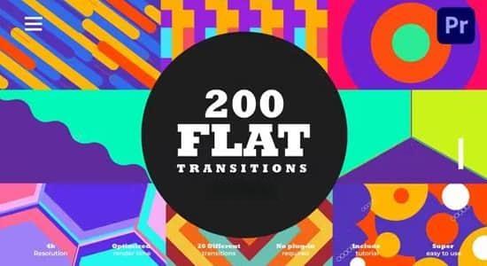 AE/PR模板-200组扁平化彩色MG图形转场动画 Flat Transitions Pack