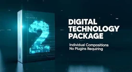 AE模板-未来科技感数字信息技术创意展示动画 Digital Technology Package 2