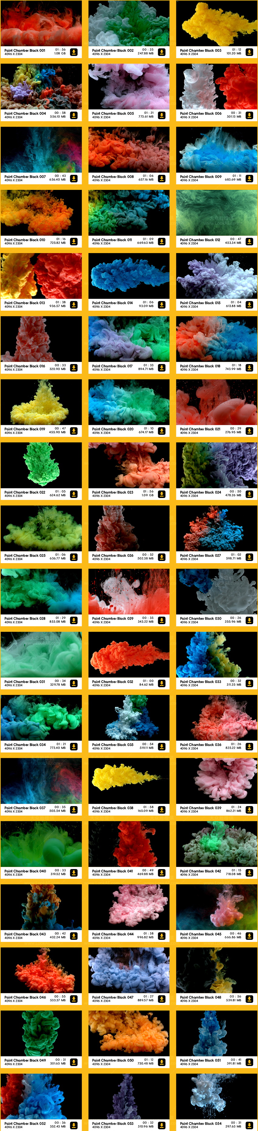 4K视频素材-54个慢动作彩色水墨溶解流动特效合成动画 BBV58