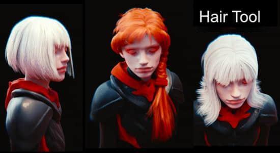 Blender插件-头发生成制作工具 Gumroad – Hair Tool v2.24 头发生成制作Blender插件 Gumroad – Hair Tool v3.6.1+Library预设库+Textures贴图