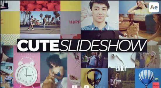 AE模板-运动感十足快闪幻灯片效果图文切换展示动画 Cute Slideshow(含原版音乐)