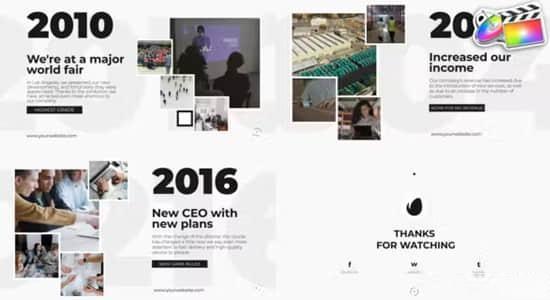 FCPX插件-现代简洁公司企业时间线发展历程大纪事展示动画