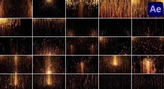 金色华丽粒子颁奖典礼大屏幕背景粒子动画AE模板 Backgrounds For Rewarding