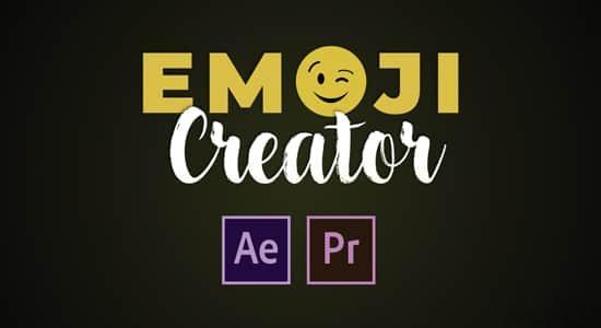 12000社交媒体Emoji卡通表情创作生成工具AE/PR模板