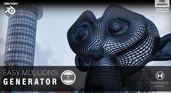 Blender预设-楼房建筑造型生成器资产 Easy Mullions Generator v1.2