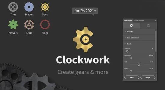PS插件-齿轮制作生成工具 Clockwork – Create Gears & More in Photoshop PS插件-齿轮制作生成工具 Clockwork – Create Gears & More in Photoshop