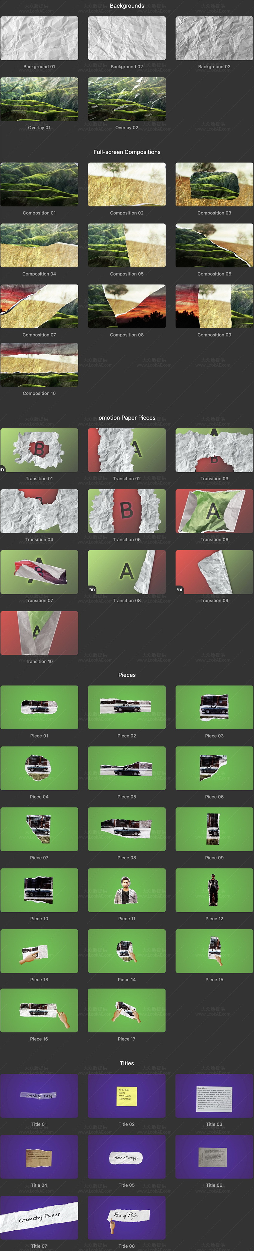 FCPX插件-50个创意褶皱纸张撕裂拼贴定格动画预设 FCPX插件-50个创意褶皱纸张撕裂拼贴定格动画预设