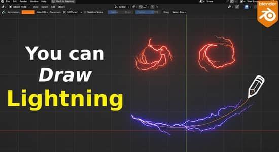自定义路径电流闪电特效生成器资产Blender预设 Draw Lightning Generators V1.6 自定义路径电流闪电特效生成器资产Blender预设 Draw Lightning Generators V1.6