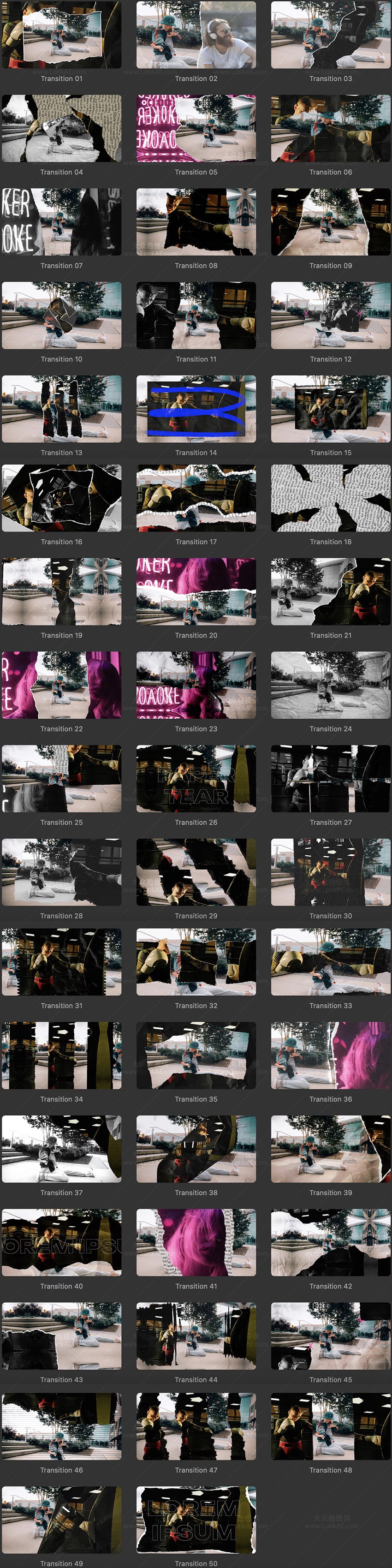 FCPX插件-50种纸张撕裂纹理拼贴转场过渡预设 Paper Tear Transitions FCPX插件-50种纸张撕裂纹理拼贴转场过渡预设 Paper Tear Transitions